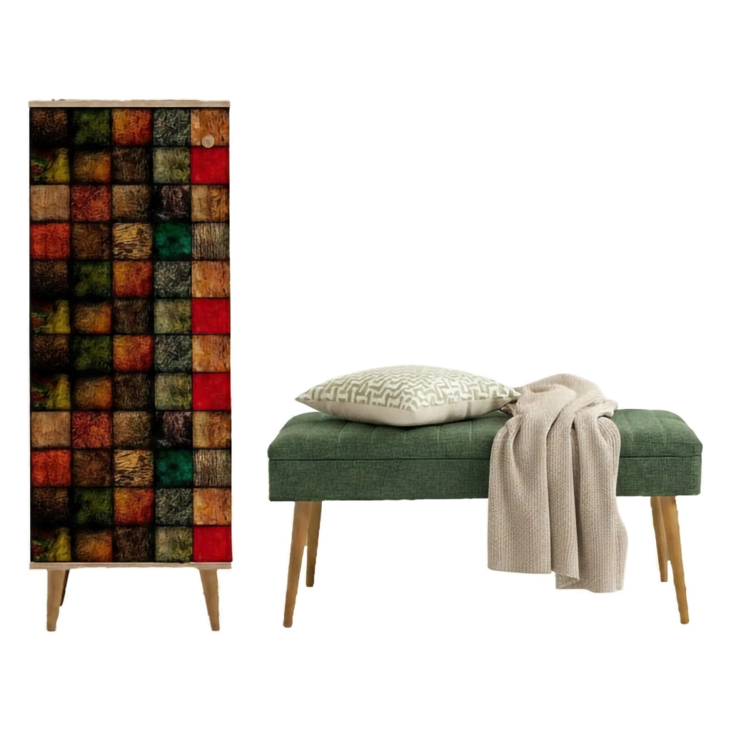 Podgorica, Mobile da Ingresso 16 Paia, 50x38x135h cm Marrone Quercia