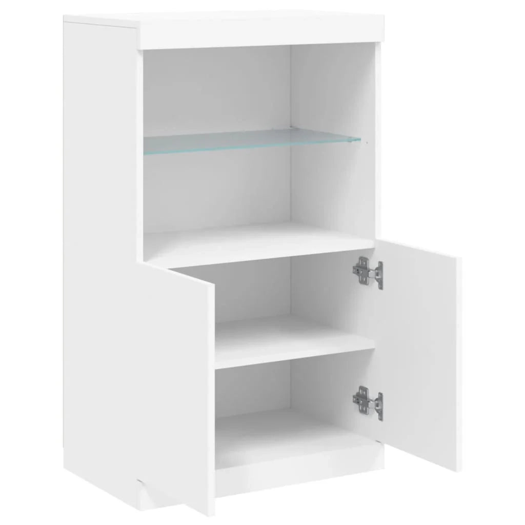 Buffet credenza cassettiera armadio mobile contenitore organizer per cucina soggiorno salotto con luci LED 60,5 x 37 x 100 cm bianco 02_0029854
