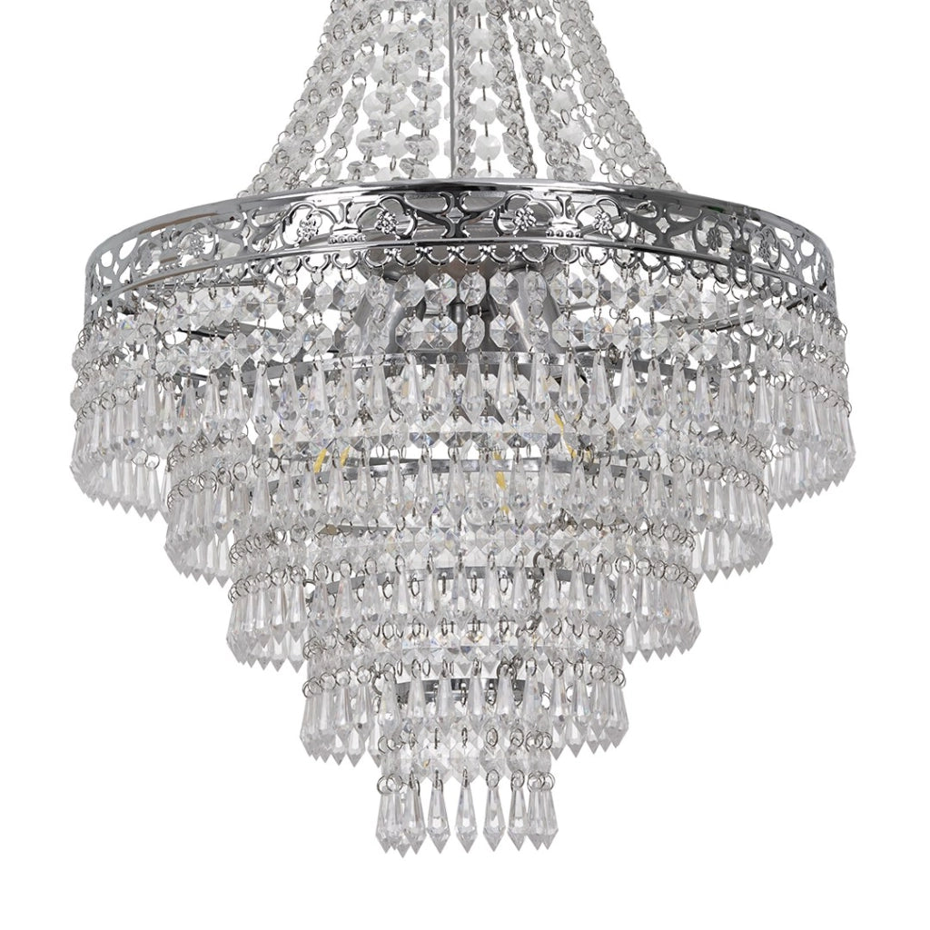 Lampadario glamour cristallo argento 3xE14 40W Coral Milagro