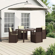 Set da Pranzo per Giardino con cuscino 5 pcs Marrone e Crema PP
