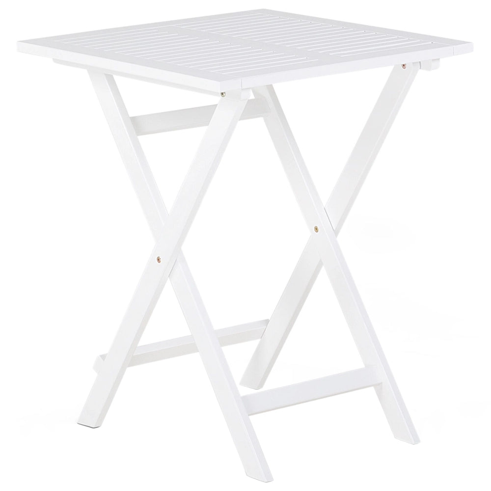 Set da bistrot 3 pezzi in legno massello di acacia bianco pieghevole a doghe design scandinavo moderno