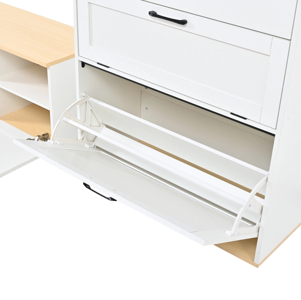 Set guardaroba modulare con scarpiera, specchio e appendiabiti, 156 x 36 x 176 cm