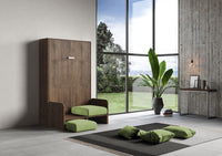 Letto Una Piazza E Mezzo A Scomparsa 120 Kentaro Con Divano Noce e Verde