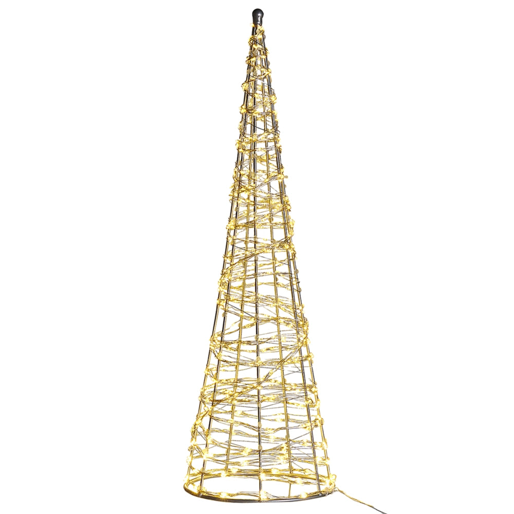 Decorazione da Esterno e Interno con Luci a LED Albero di Natale 57 cm in Metallo Argento