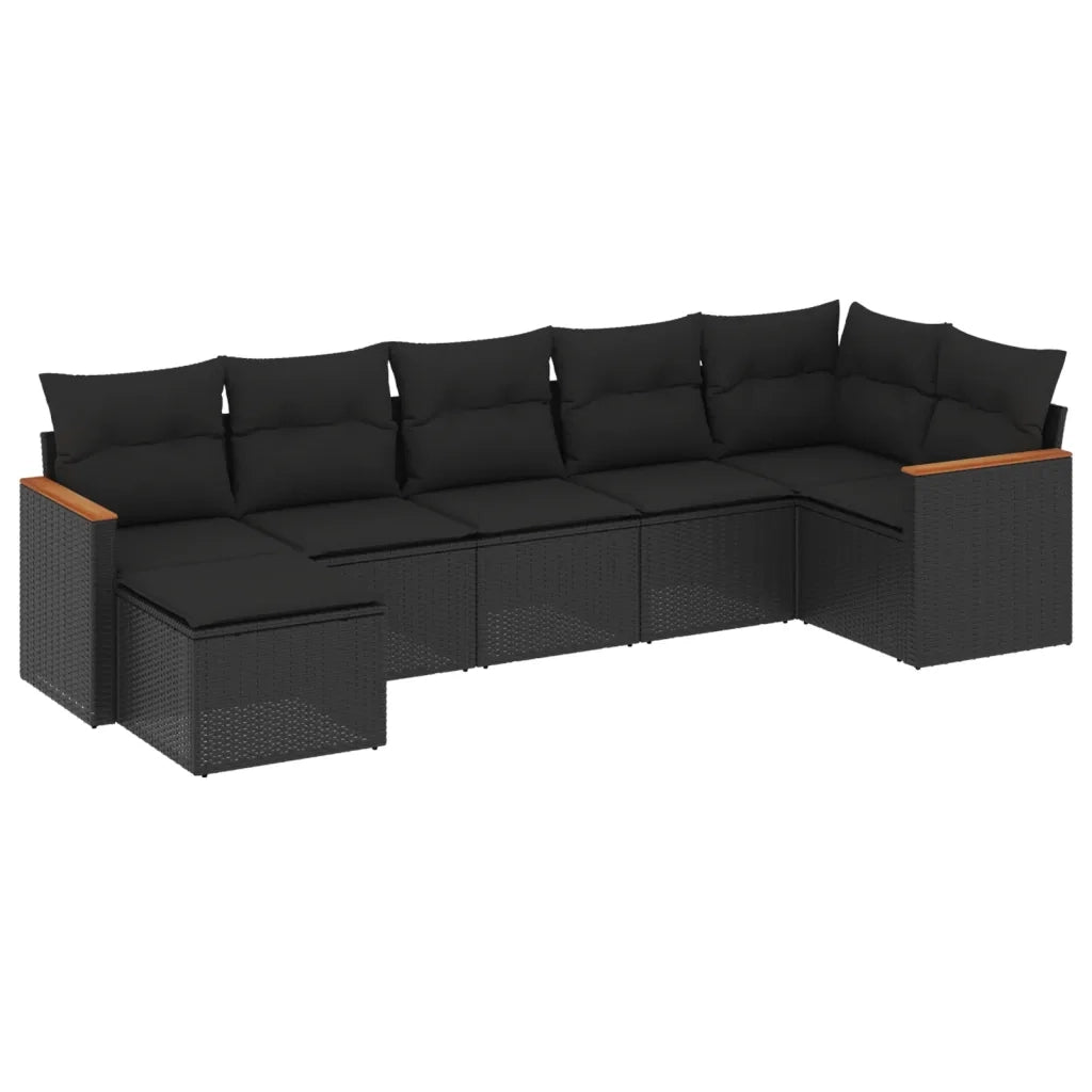 Set Divani da Giardino con Cuscini 7pz Nero Polyrattancod mxl 112457