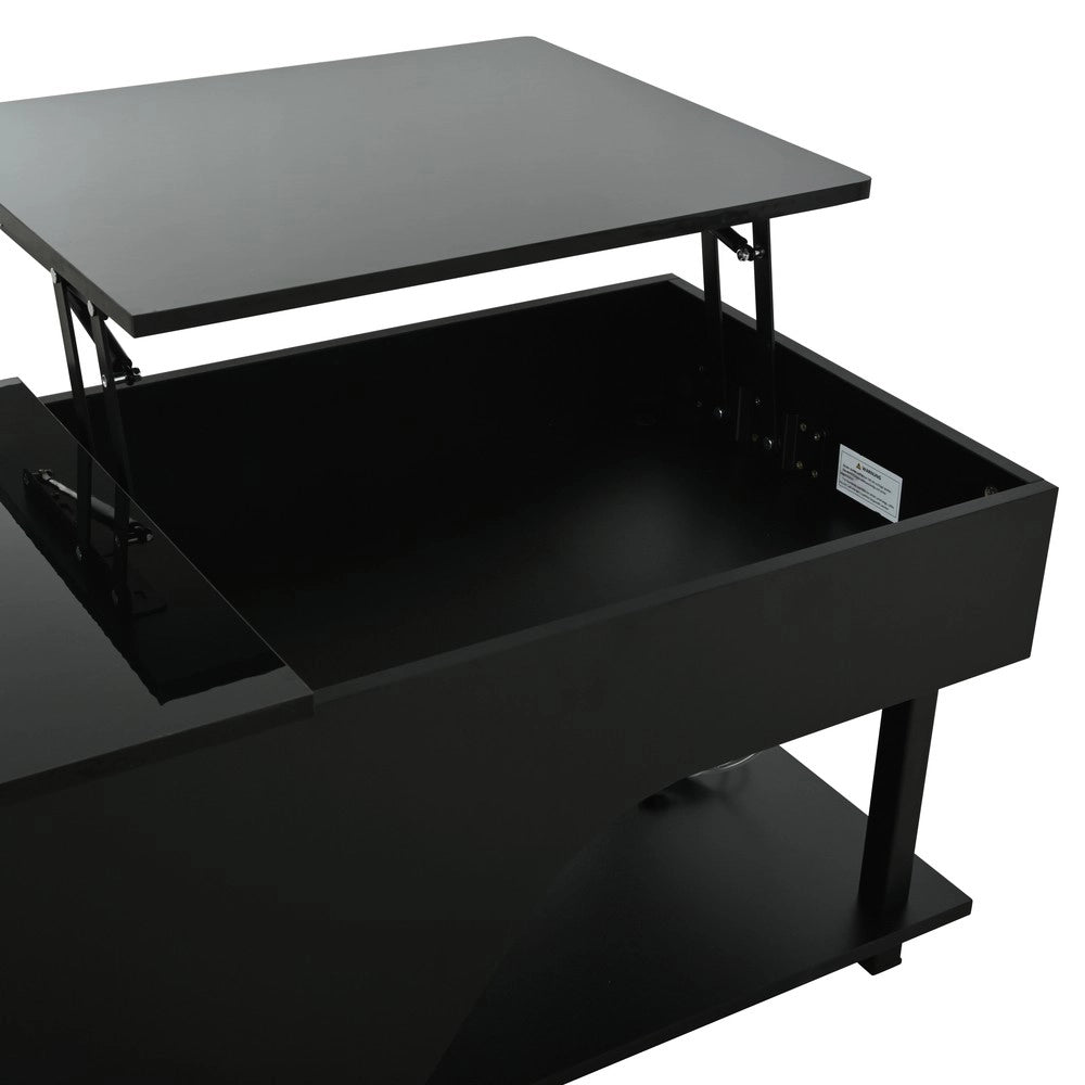 Tavolino da Salotto con LED e Vano Contenitore ¨C Xylo ¨C Nero Lucido 50x100x46