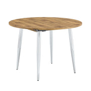 Tavolo da pranzo allungabile rotondo con piano estensibile e gambe in metallo per sala da pranzo in MDF color legno