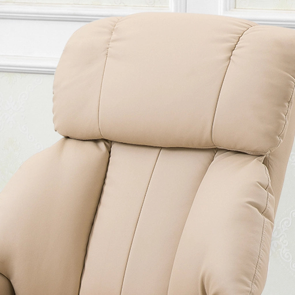 POLTRONA MASSAGGIO Girevole Reclinabile con pouf 82x65x57 cm Pelle rigenerata Crema