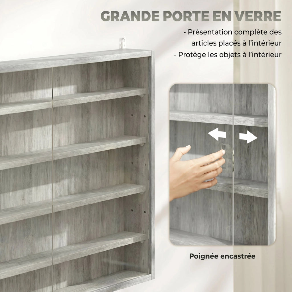 Libreria a muro con ante ¨C zephmum ¨C grigio 80x60x9.5 cm