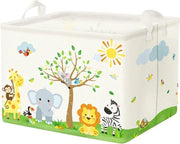 Cestino Decorativo per Animali per Camera da Letto Beige 36L - Elefante Giraffa Scimmia Leone Uccello