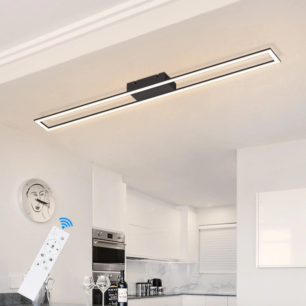 ZMH Lampada da soffitto plafoniera moderna rettangolare cristallo LED 108cm dimmerabile 40W