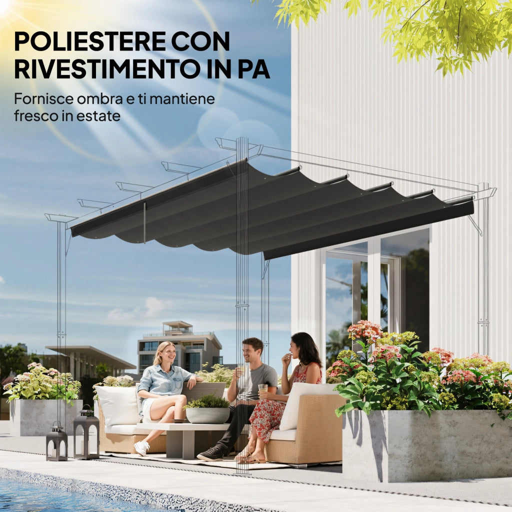 Tettuccio Gazebo Giardino ¨C zephmum ¨C Grigio Poliestere 10 Fori