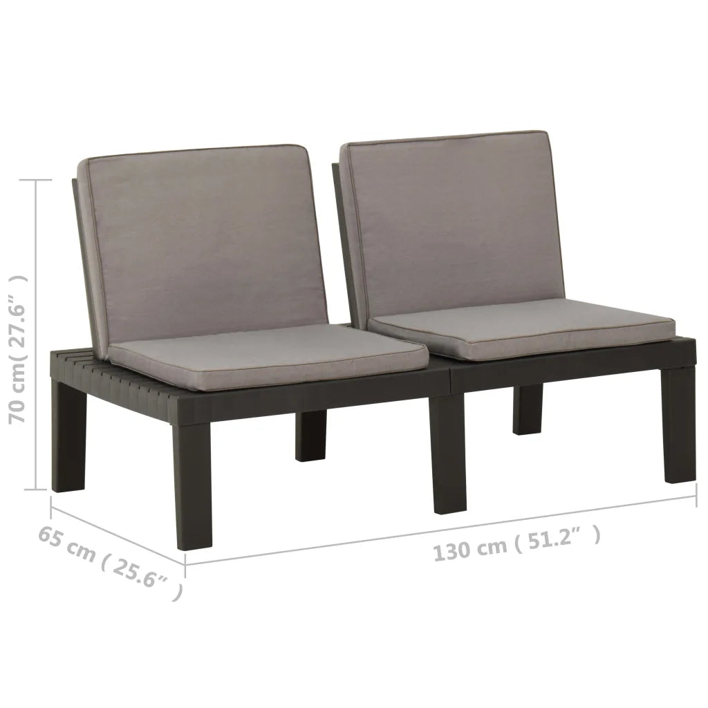 Panchina da Giardino con Cuscino in Plastica Grigia 315849