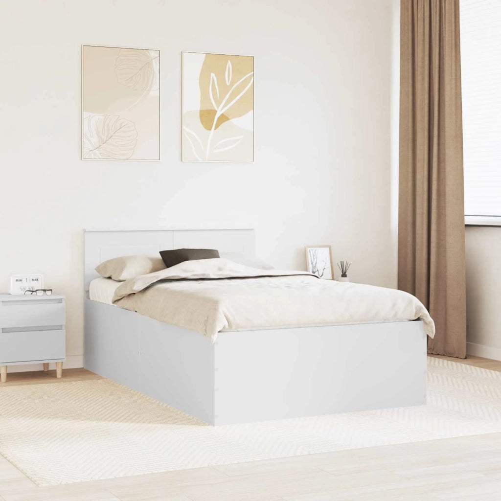 Struttura del letto-Giroletto-Rete del Letto Bianco 135 x 190 cm Legno multistrato 987778