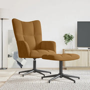 Poltrona Relax con Poggiapiedi Marrone in Velluto 328114