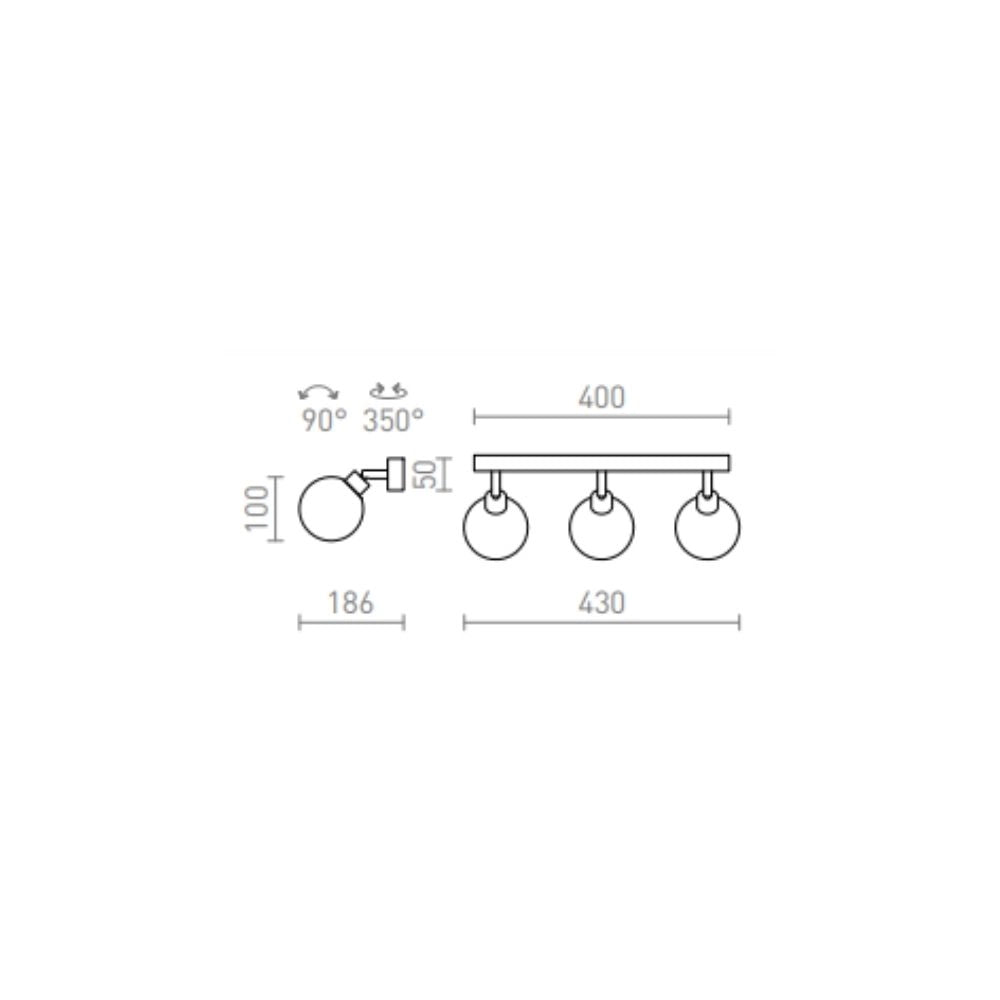 Lampadario BOLLY III applique/plafoniera  vetro opalino/cromo 230V G9 LED 3x3W IP44
