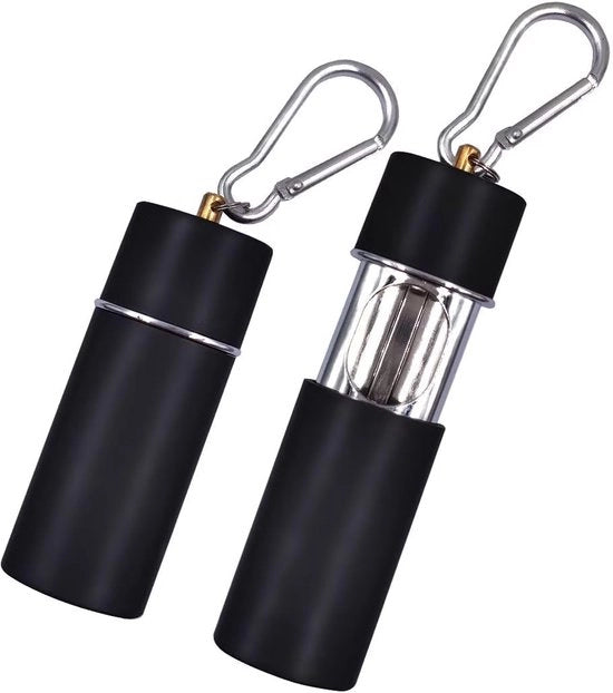 Aspirapolvere portatile con coperchio, scatola esterna metallica con chiusura a chiave, adatta per sigarette, scatola da viaggio, nera.