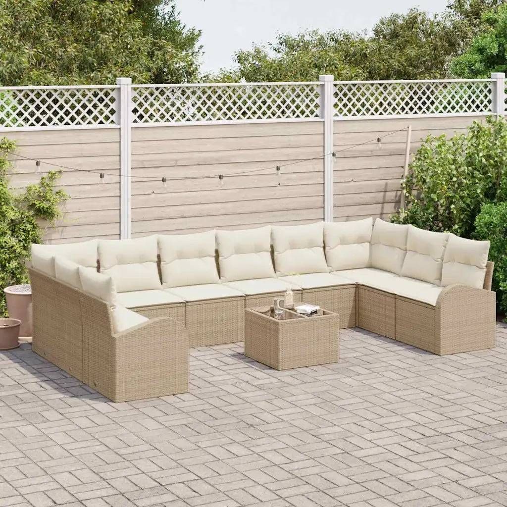 Set di divani con cuscino 11 pcs Beige Polyrattan
