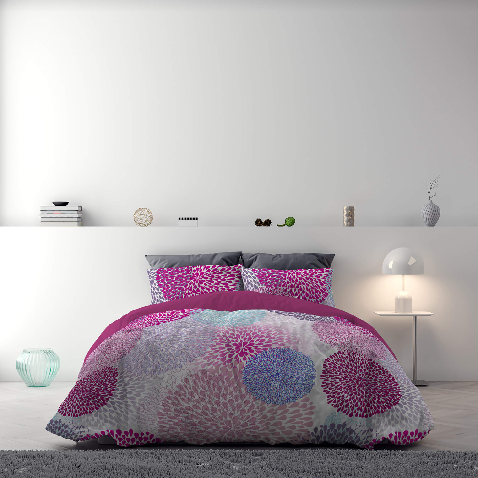 Copripiumino Singolo con Stampa sul Sacco e Federe Doubleface Soffioni