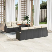 Set Divano da Giardino con cuscino 7 pcs Nero e crema