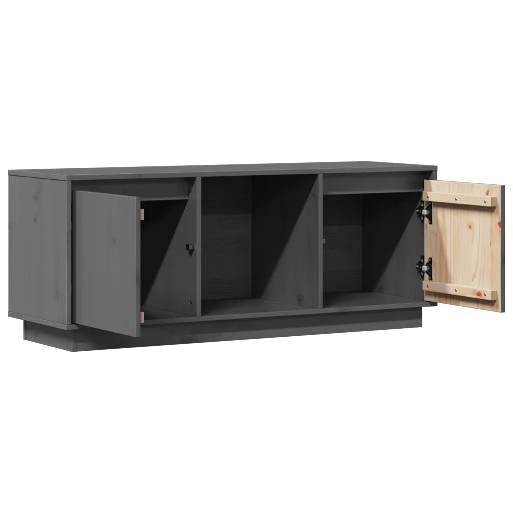 Mobile Porta TV Grigio 110,5x35x44 cm in Legno Massello di Pino 814341