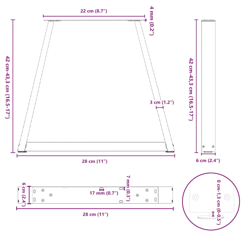 Gambe per Tavolino da Caffè a Forma di V 2 pz Antracite 28x(42-43,3) cm Acciaio 4012542