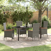 Set da Pranzo per Giardino con cuscino 5 pcs Grigio 3379432