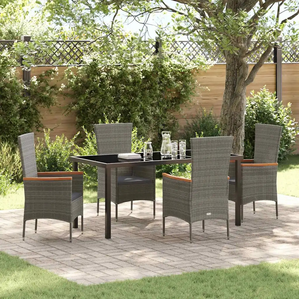 Set da Pranzo per Giardino con cuscino 5 pcs Grigio 3379432