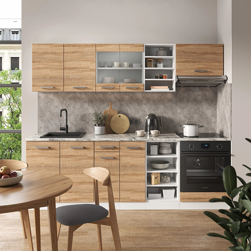 Vicco Cucina componibile Sonoma/Bianco 240 cm senza piano di lavoro