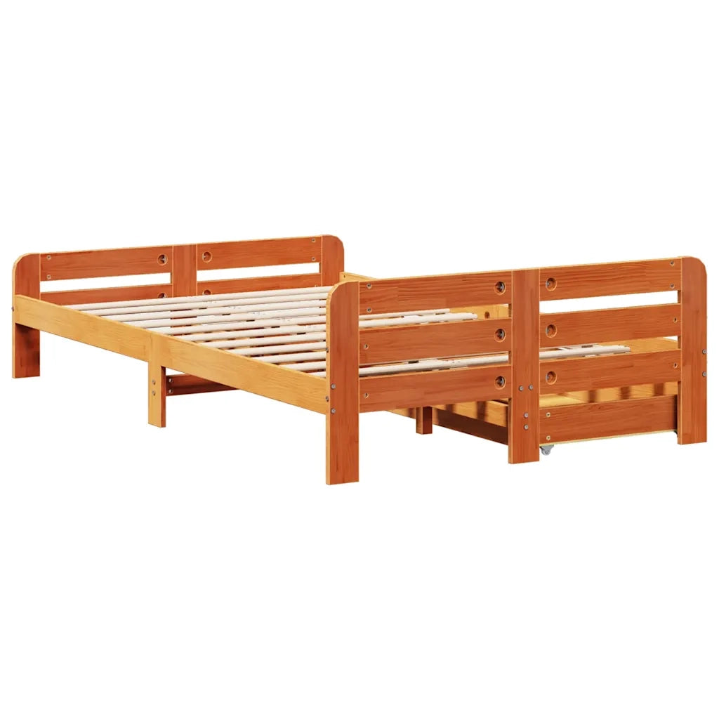 Letto matrimoniale | Letto per adulti | Letto senza Materasso Marrone Cera 135x190 cm in Legno di Pino