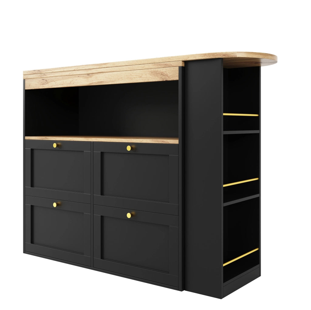 Armadio modulare 105x39x102 cm con 4 cassetti e ripiano girevole in MDF nero