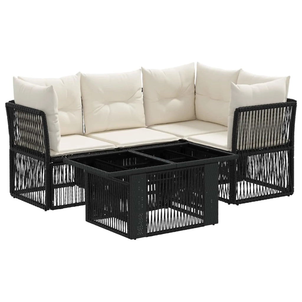 Set Divano da Giardino 5 pz Nero polyrattan 3436462