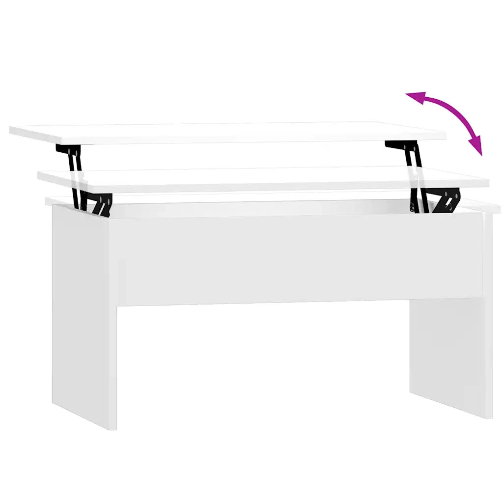 Tavolino Bianco Lucido 80x50,5x41,5 cm in Legno Multistrato cod mxl 11863