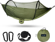 Materasso da campeggio per esterno con rete antisfrega - Materasso in nylon da 300 kg con portata 260 x 140 cm Accessori da campeggio per esterno e interno con cinture di legno (olio di oliva)
