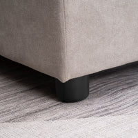 Divano Letto 3 Posti con Chaise Longue Contenitore 217x134x85 cm in Tessuto Effetto Lino Grigio