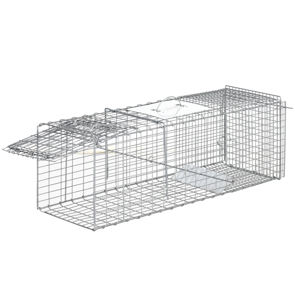 Gabbia Trappola per Ratti, Topi e Nutrie Pieghevole in Acciaio, 93x31x34.5cm, Argento