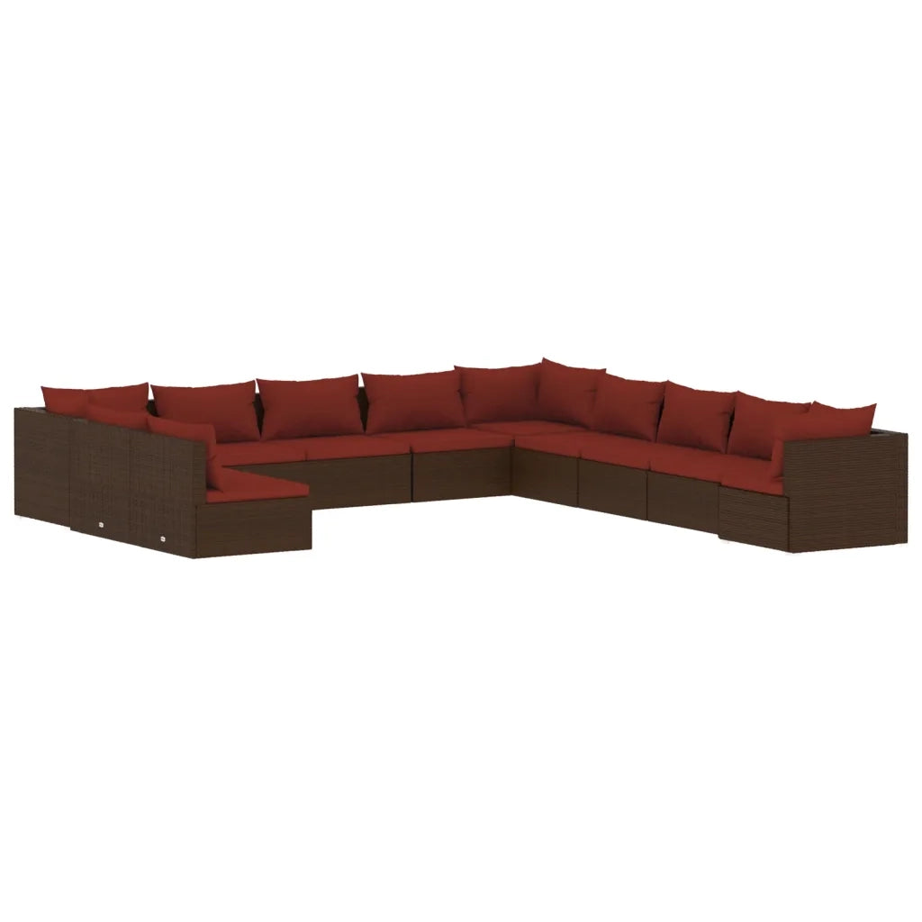 Set Divani da Giardino 11 pz con Cuscini in Polyrattan Marrone cod mxl 42241