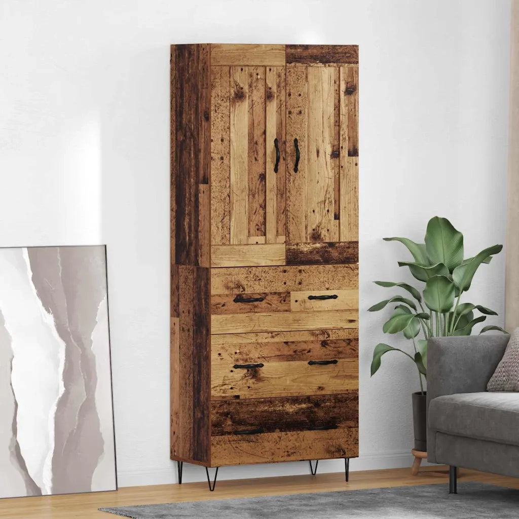 Credenza | Madia | Buffet da pranzo | Armadio da pranzo Legno vecchio 69,5 x 34 x 180 cm Legno multistrato