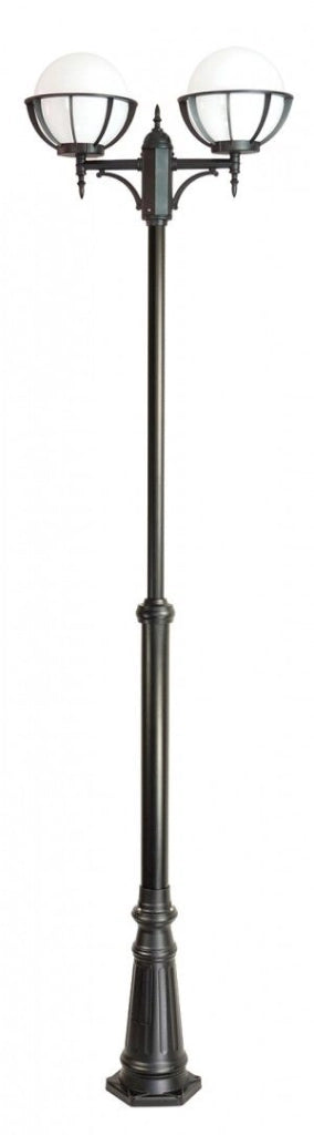 Lampione da giardino 285 cm 2 sfere E27 nero IP43