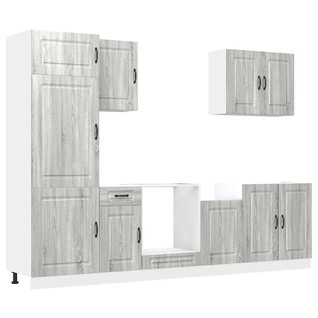 vidaXL Set Mobili da Cucina 7 pz Kalmar Grigio Sonoma in Truciolato