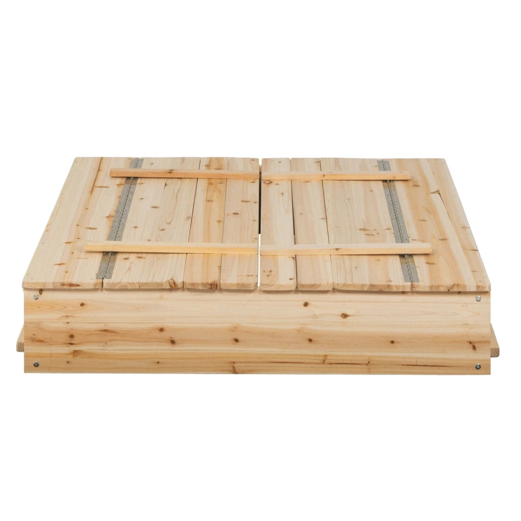 IDMarket - Divertente sabbiera in legno con 2 panchine e teloni protettivi