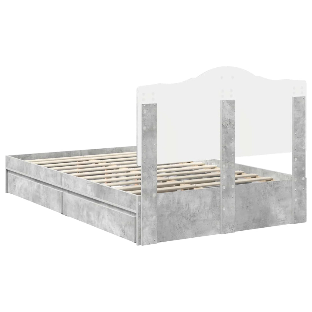 Letto con Contenitore con testiera Grigio cemento 135 x 190 cm