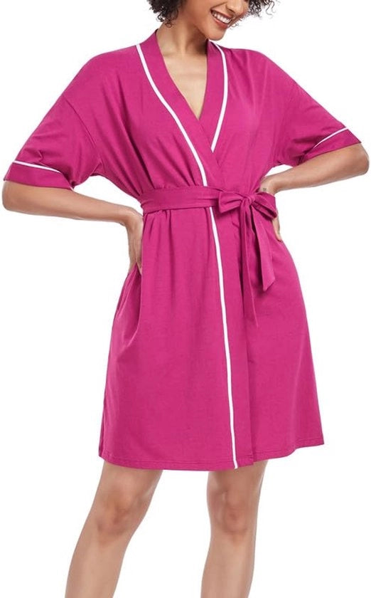 Badjas colorate per donne Badjas leggere Kimono per sauna e camera da letto Abbigliamento per spa e per casa Dimensione S-XXL colore rosa