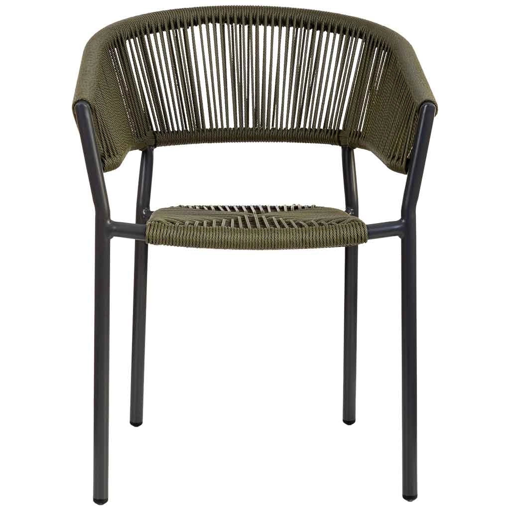 Sedia in rattan sintetico verde 56x61x78