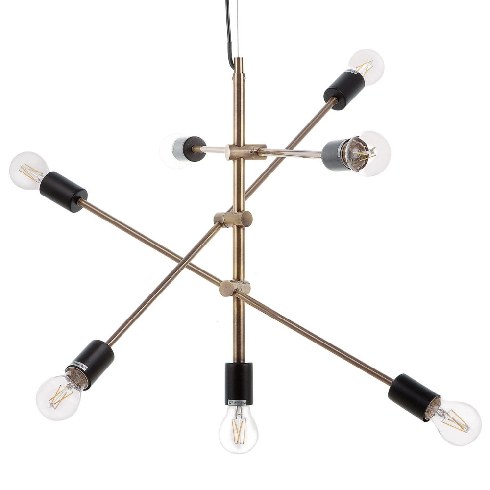 Lampada a sospensione a 7 luci Lampada da soffitto industriale da soggiorno in metallo ottone