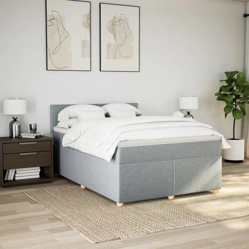 Giroletto a Molle con Materasso Grigio Chiaro 140x200cm Tessuto
