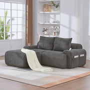 Canap¨¦ modulable in velluto costato per 2 persone - Xylo - Con pouf, porta-bevande e tascone laterale