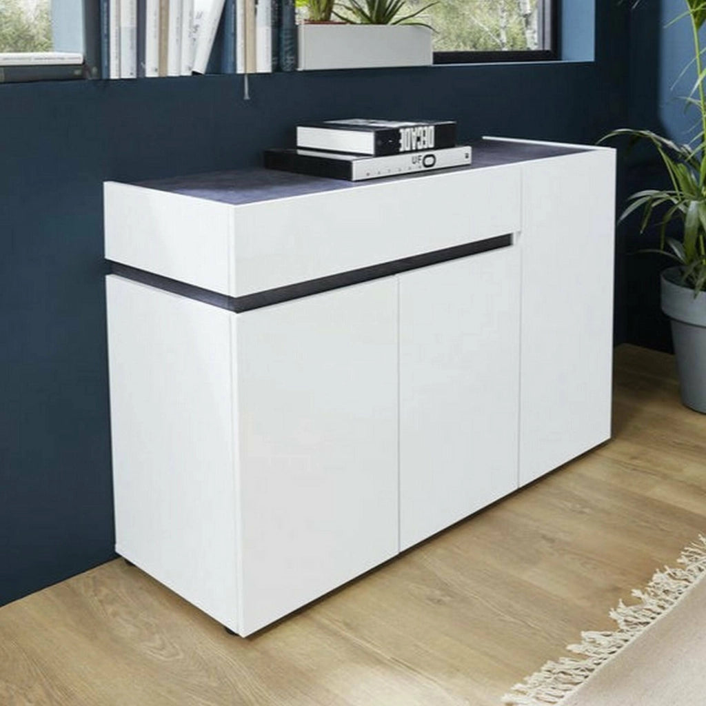 Madia Bajardo, Credenza 2 Ripiani Made in Italy, 120x42x80h cm Bianco Lucido