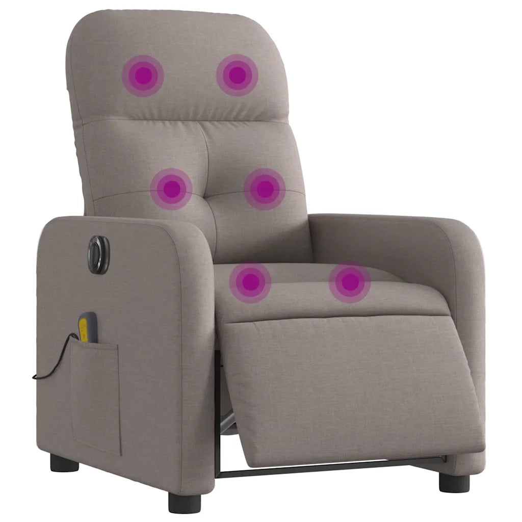 Poltrona Massaggiante | Sedia Relax Reclinabile Elettrica Tortora in Tessuto