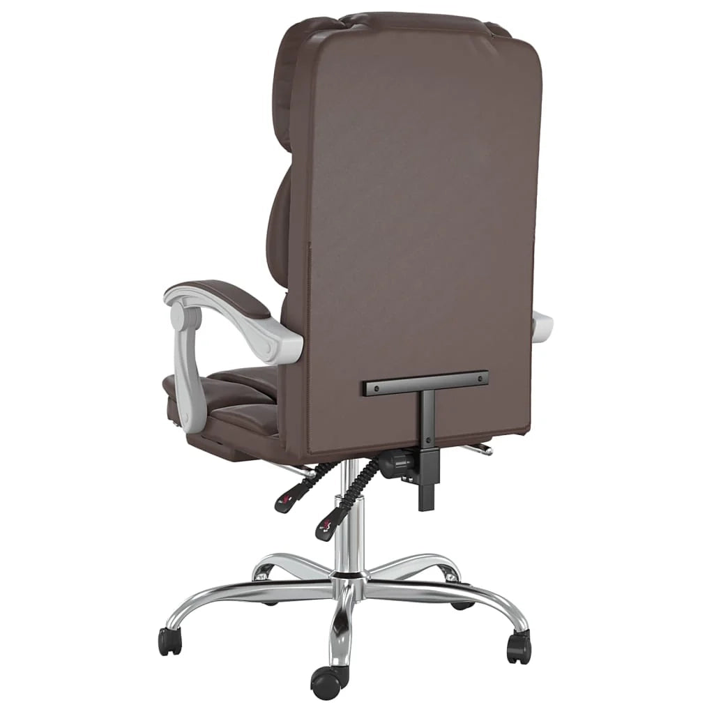 Sedia da ufficio in similpelle marrone con seduta girevole e reclinabile adatta per l'uso al computer o per lo studio 02_0024254